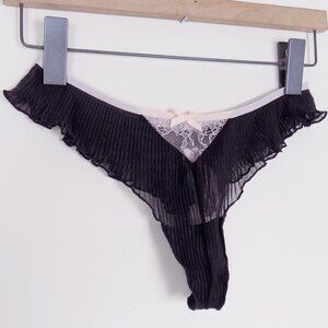 new with tags! dream angels Pleated bow RUFFLE  Sheer French thong